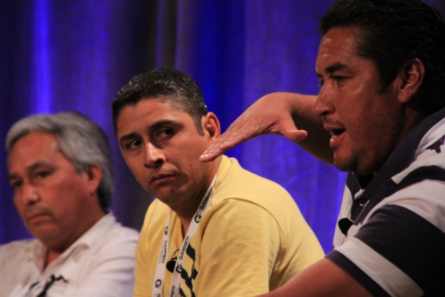A México no vuelven. De izquierda a derecha: Emilio Gutiérrez Soto, Ricardo Chávez Aldana y Alejandro Hernández Pacheco. Foto de José Luis Castillo, Semana News, Houston, TX